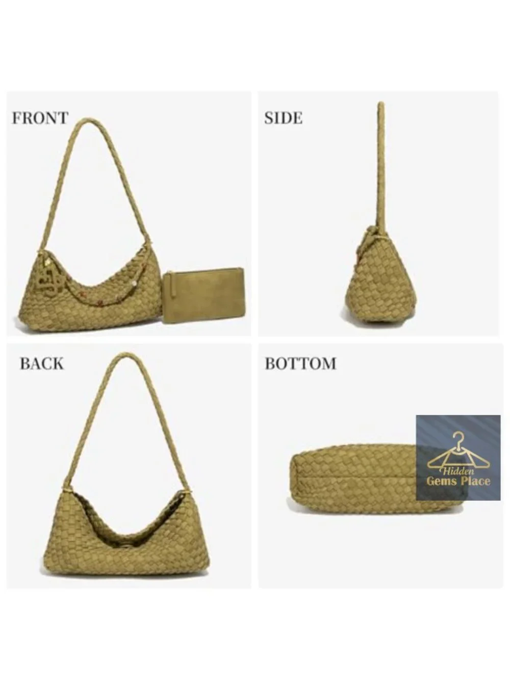 Faux Suede Hobo Bag Small Slouchy Shoulder Bag with Pouch Handwoven Magnetic
